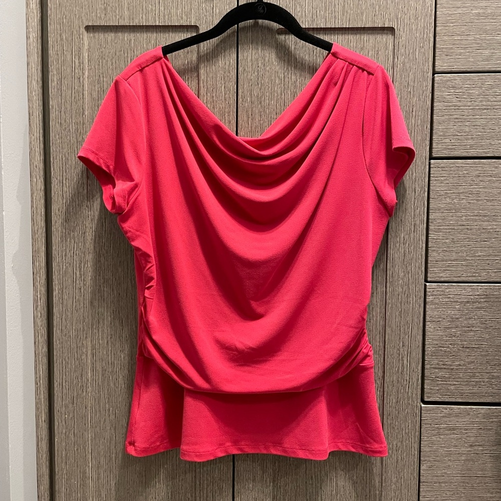 Sexy Ann Taylor Cowl Neck Blouse. Coral. Size L. V-neck back.